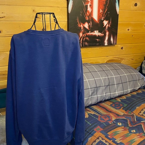 Vans Sweatshirt Crewneck Blue Graphic Floral "Listen Closely For Peace" M - Picture 2 of 3